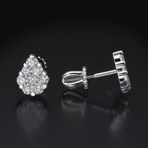 עגילי יהלומים מורכבים מיהלומים קטנים לצורת טיפה 0.82 נקודות יהלומים טבעיים