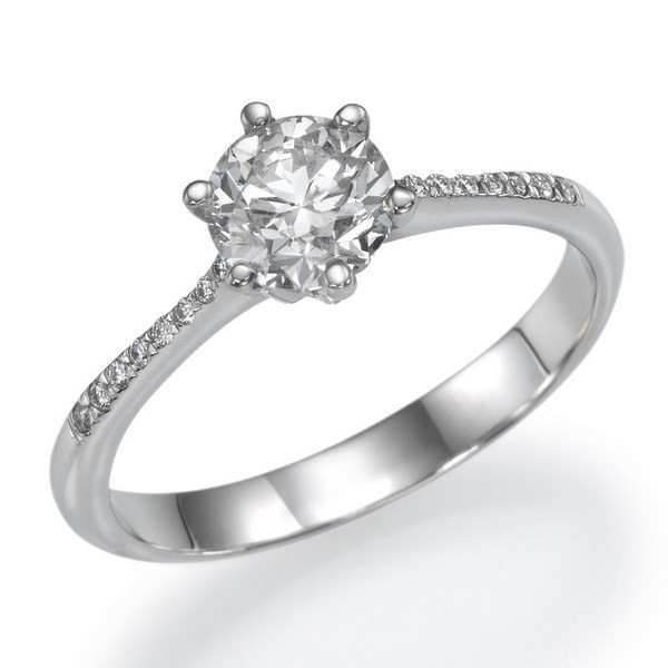 טבעת אירוסין מעוצבת 0.77 נקודות יהלומים טבעיים לבנים